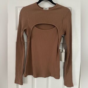 AGOLDE Evereve Peekaboo Stretch Top L NWT